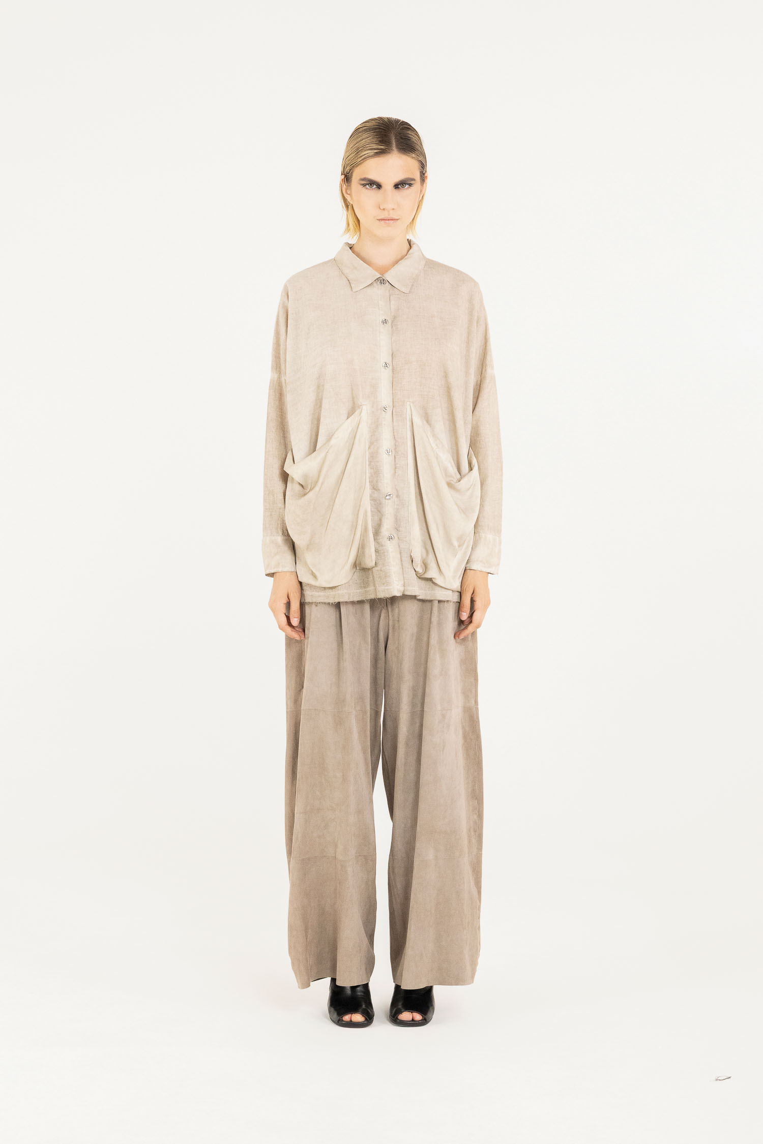 Sanctamuerte Over Boxy Bluse Musselin Taschen