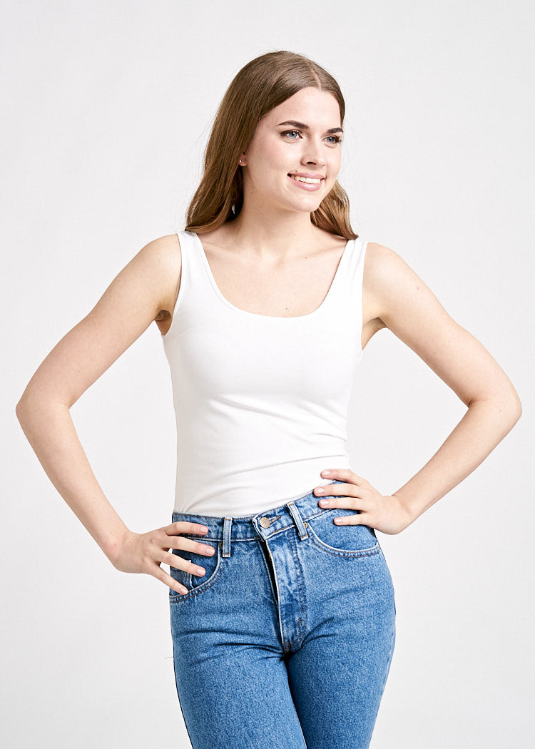 Wijld Melanie Tank Top Damen Bright White Slim Lyocell