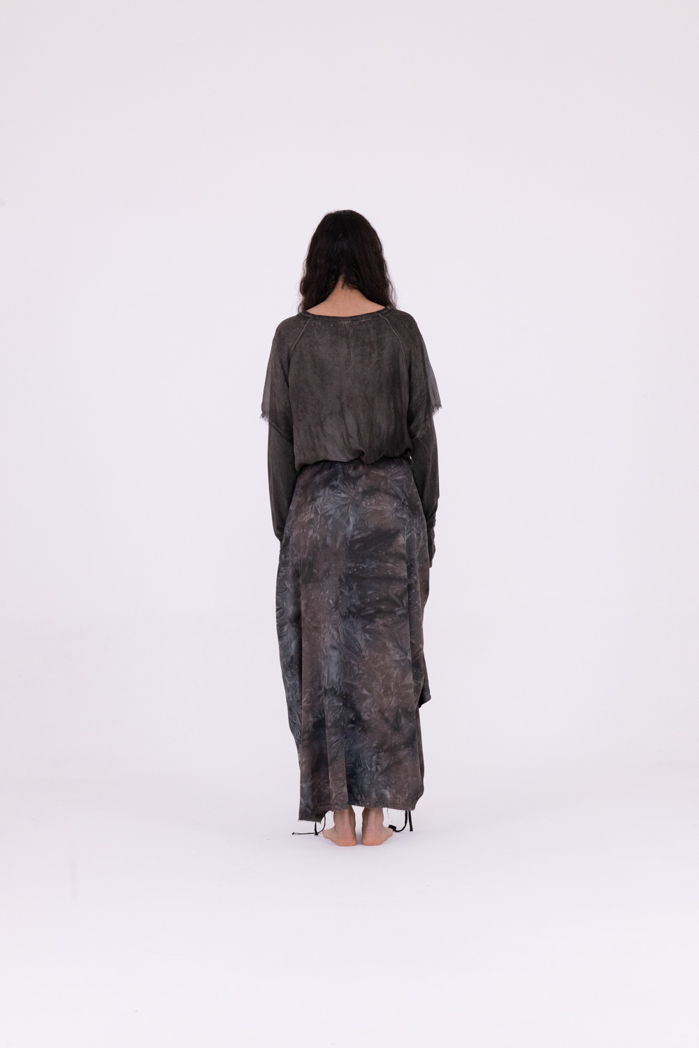 Sanctamuerte Gonne Lunga Rock Viskose-Satin Batik Lang