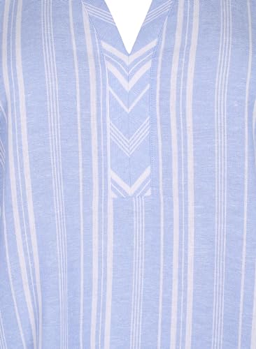 Zizzi Bluse 3/4-Arm Leinen Viskose Streifen 42-60