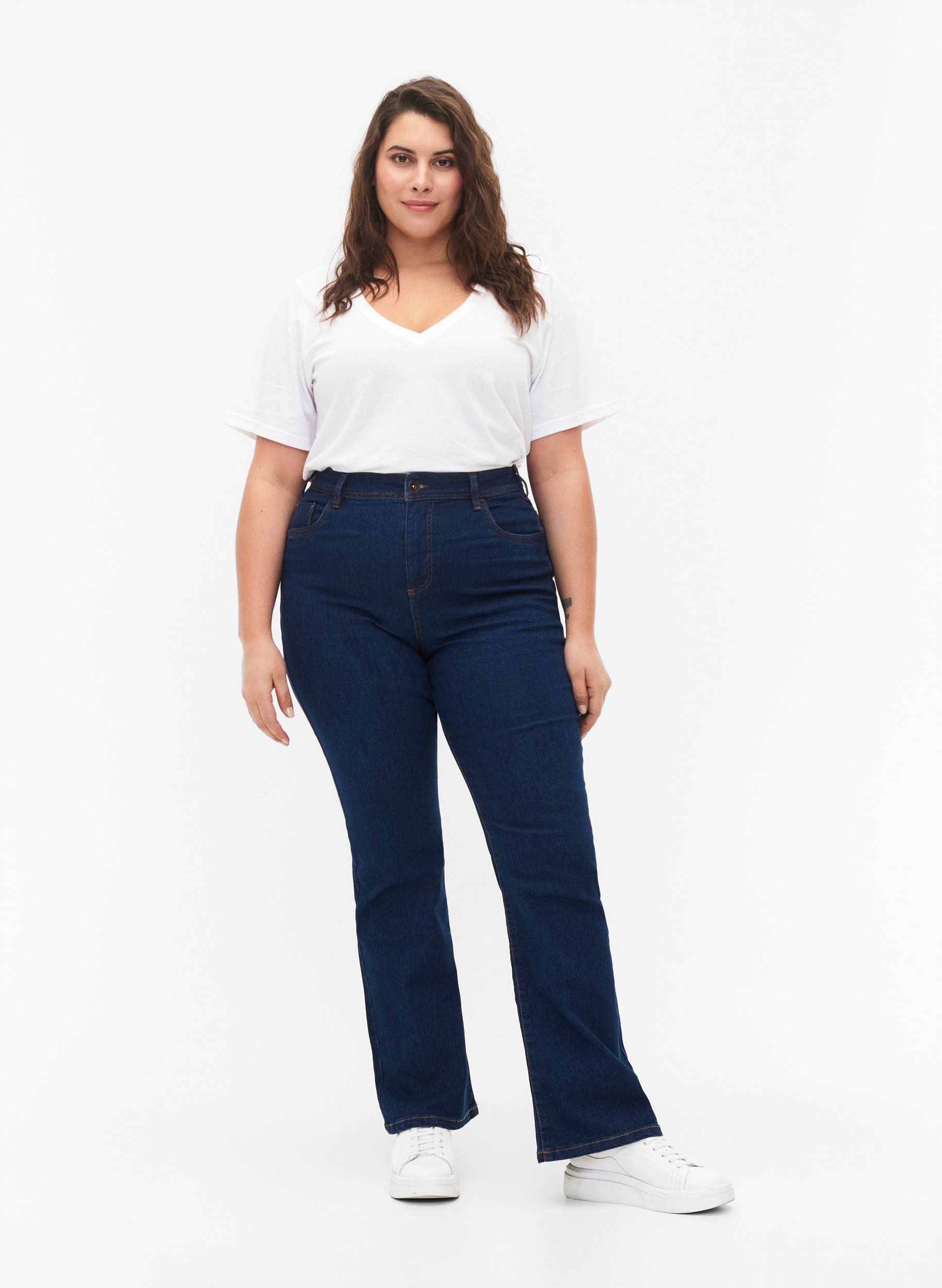 Zizzi Flash Jeans Bootcut Damen 42W/32L Blue Denim