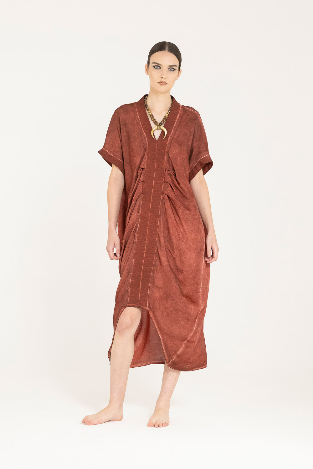 Sanctamuerte Abiti Loose Fit Kleid Baumwolle Kurzarm
