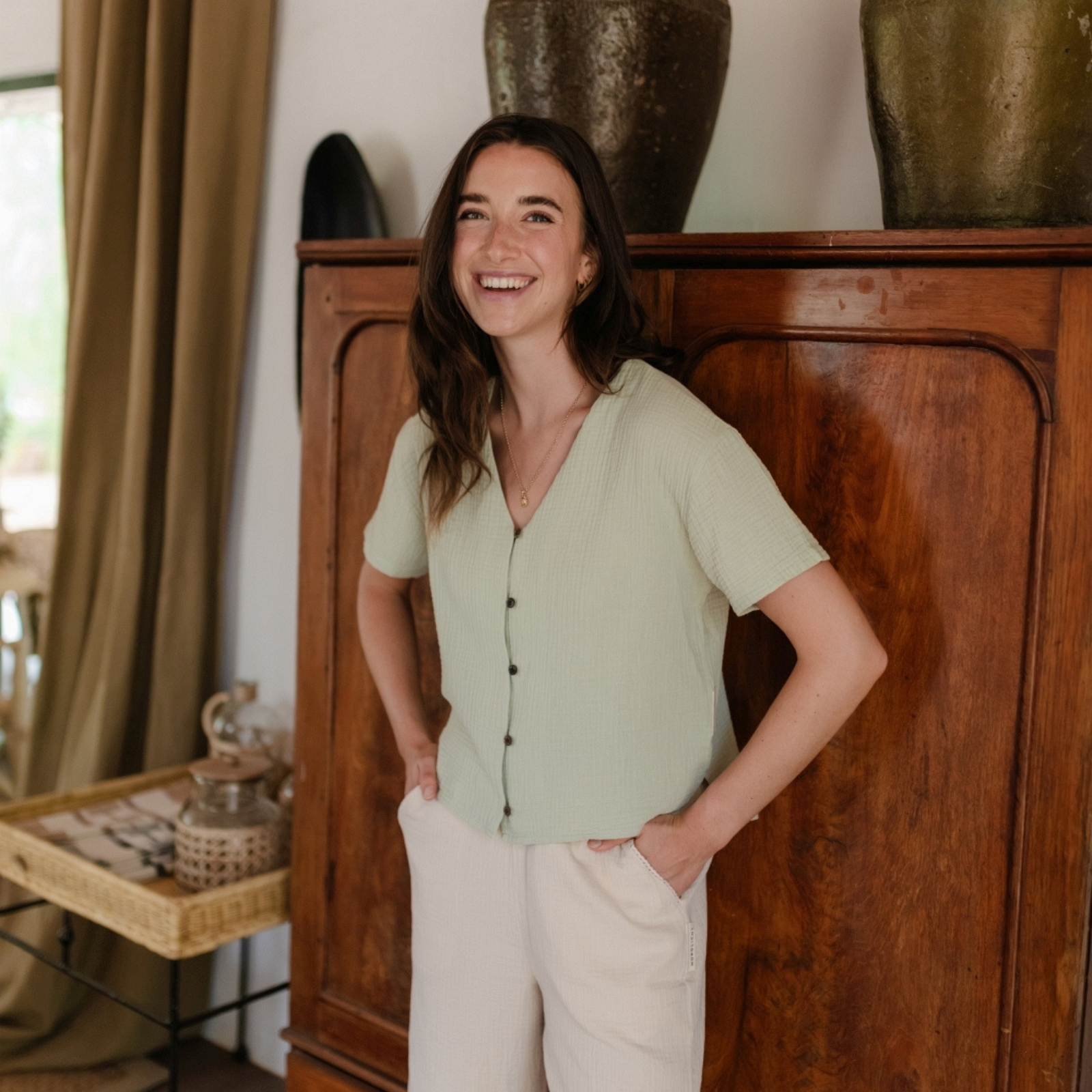 NORDLICHT Freja Musselin Shirt Kurzarm Bio-Baumwolle