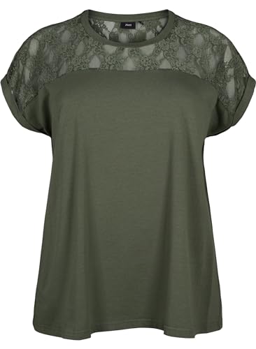 Zizzi T-Shirt Damen Große Größen Baumwolle Spitze