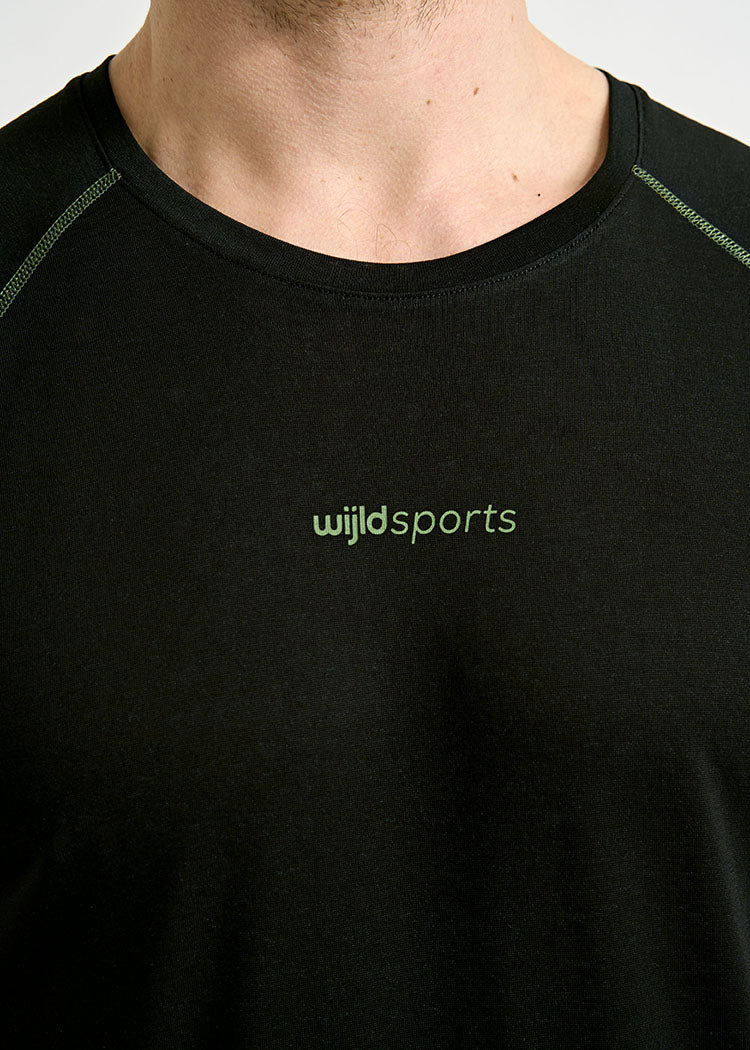 Wijld Max Black Green Herren Sportshirt Funktion Lyocell