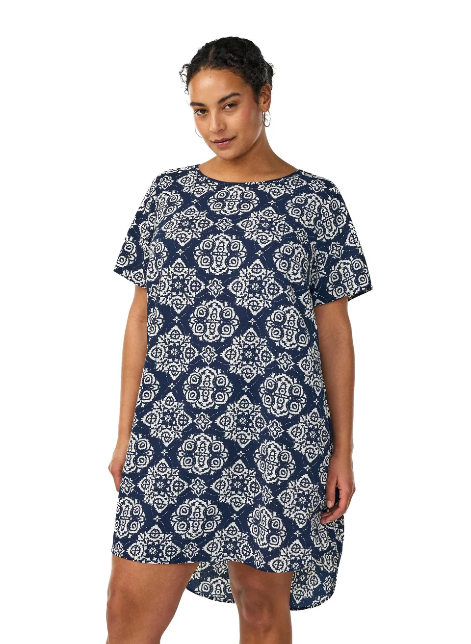 Zizzi Kleid Kurzarm Gr. 50-52 Rundhals High-Low Locker