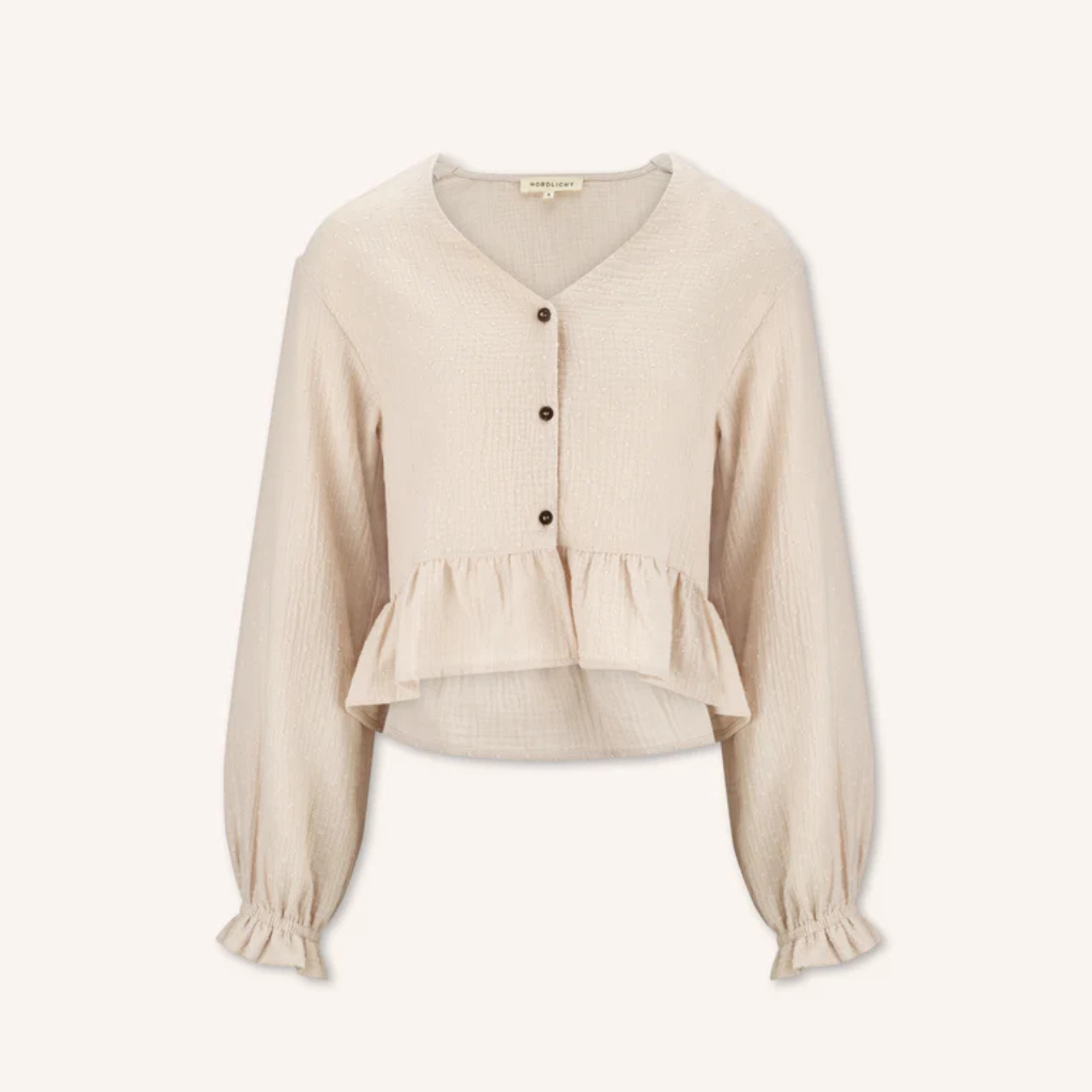 NORDLICHT Selma Musselin Bluse Damen Natur Punkte