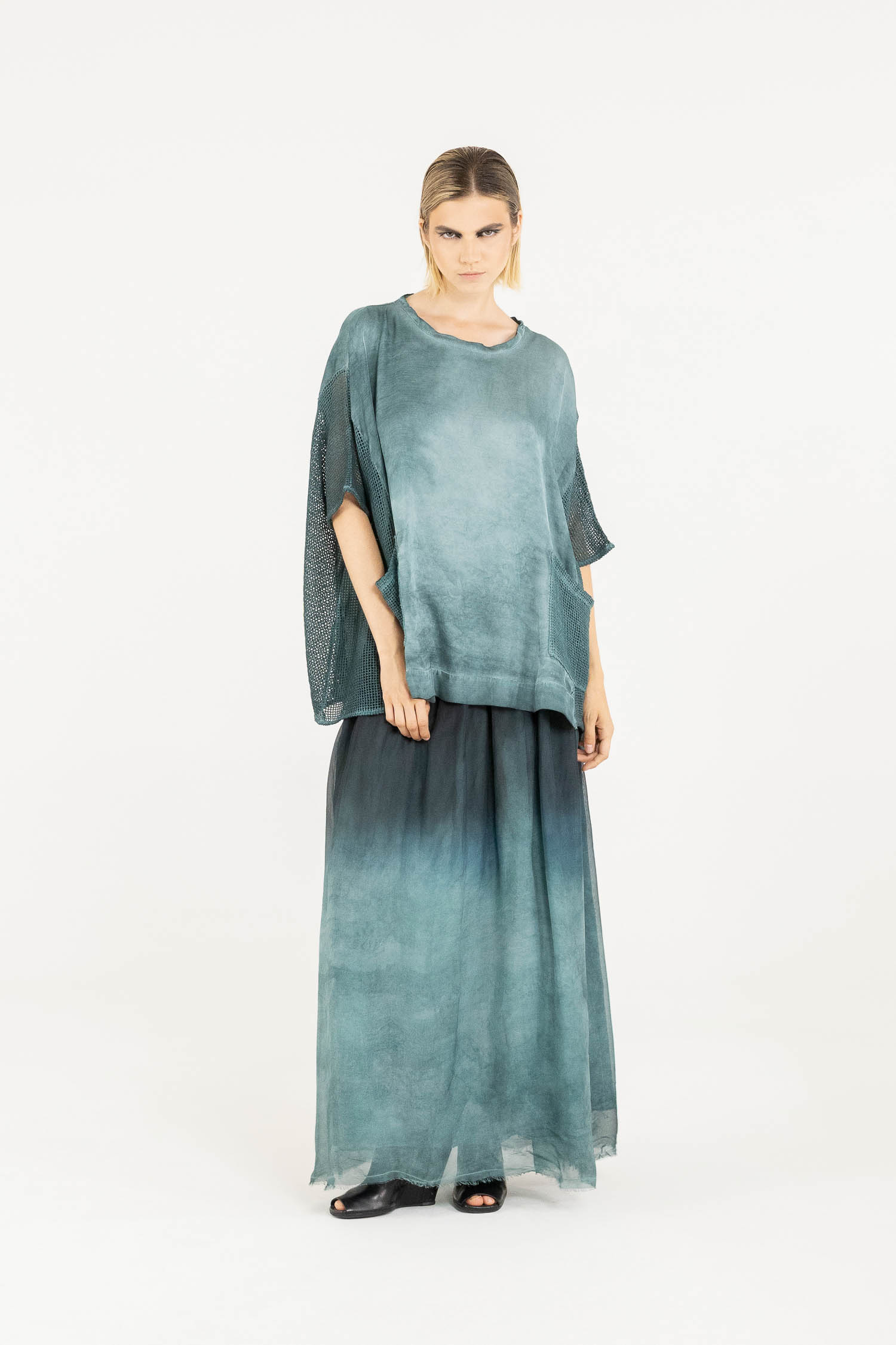 Sanctamuerte T-Shirt Maxi Tshirt Shirt Viskose Netz