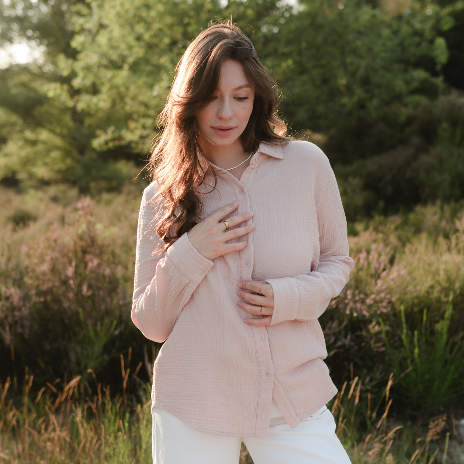 NORDLICHT Fenja Musselin Bluse Damen Rosa Bio-Baumwolle