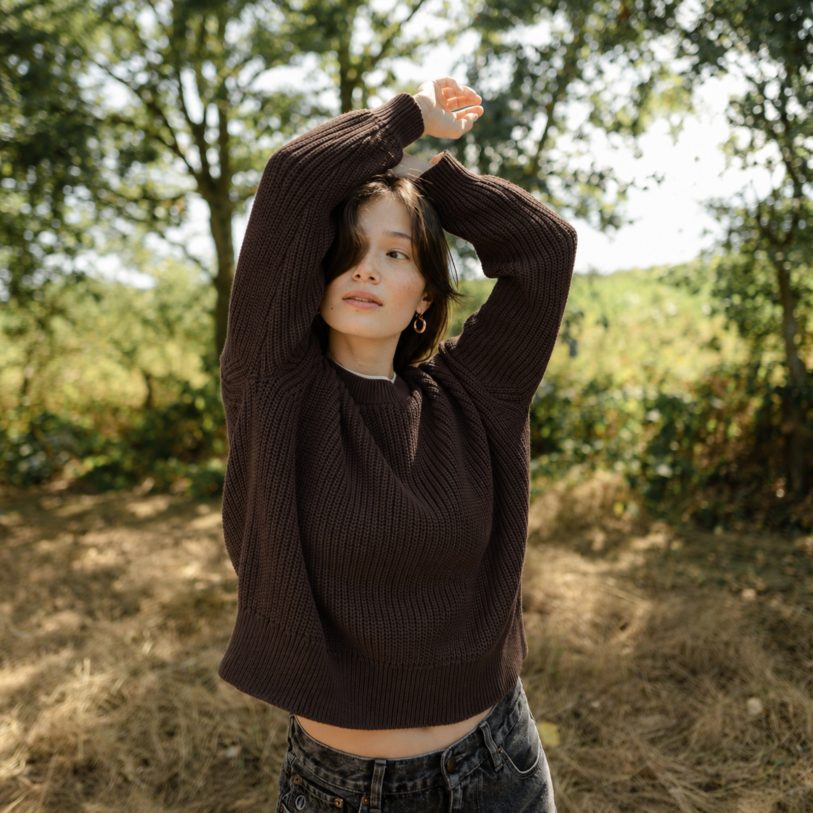 NORDLICHT Mara Grobstrick Pullover Braun Bio-Baumwolle