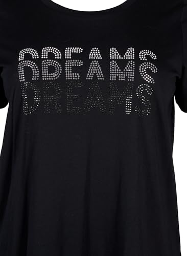 Zizzi T-Shirt Baumwolle Rundhals Strass Große Größen 42-60
