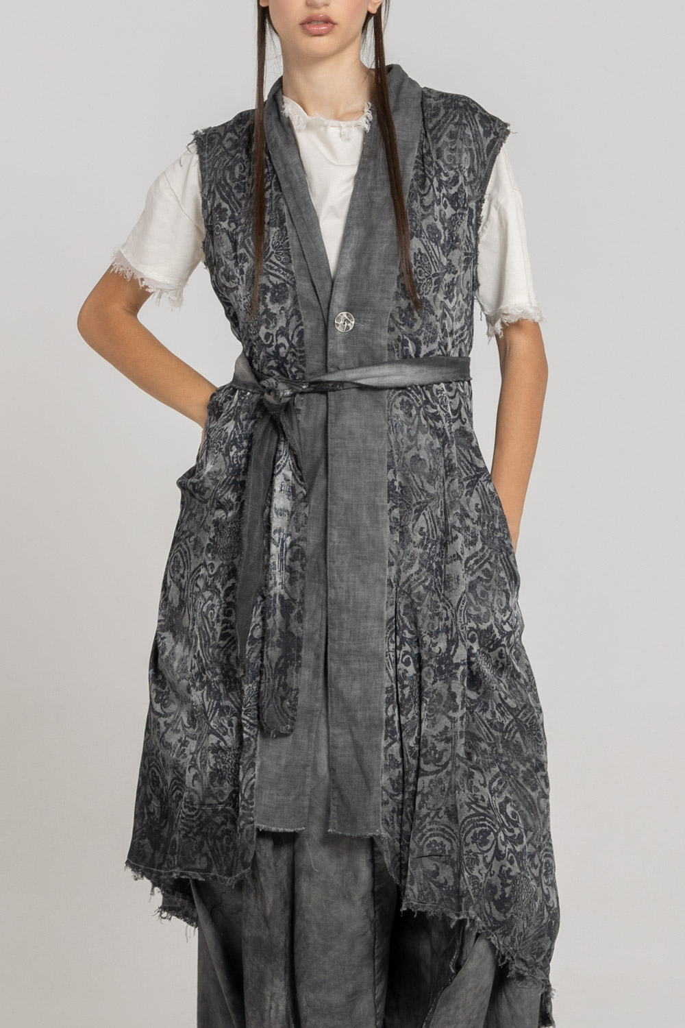 Sanctamuerte Capispalla Gilet Reversibile Weste Leinen Wende