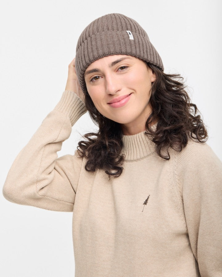 NIKIN Treeanie Merino Mütze Taupe Mel 100% Merinowolle gerippt