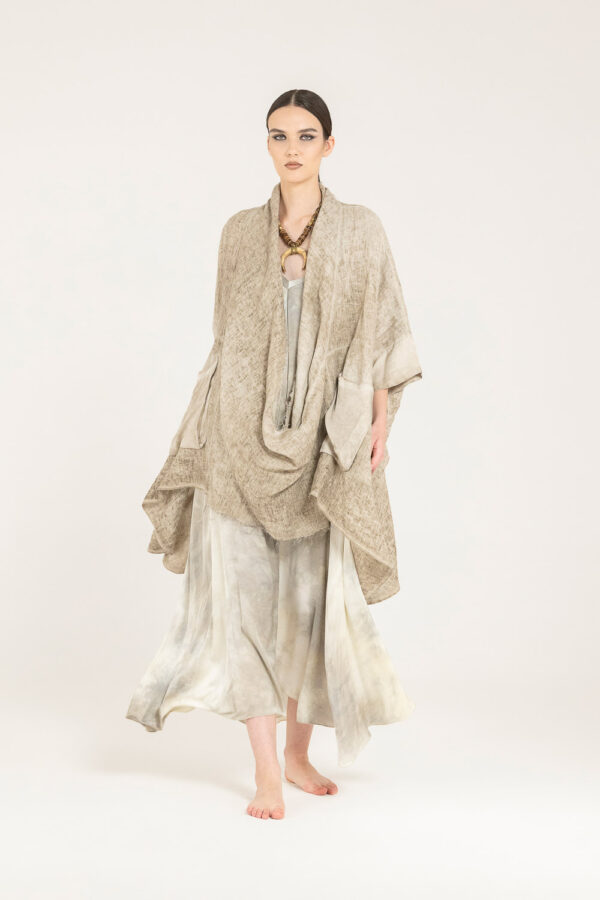Sanctamuerte Maglieria Maxi Maglia Poncho-Pullover Leinen