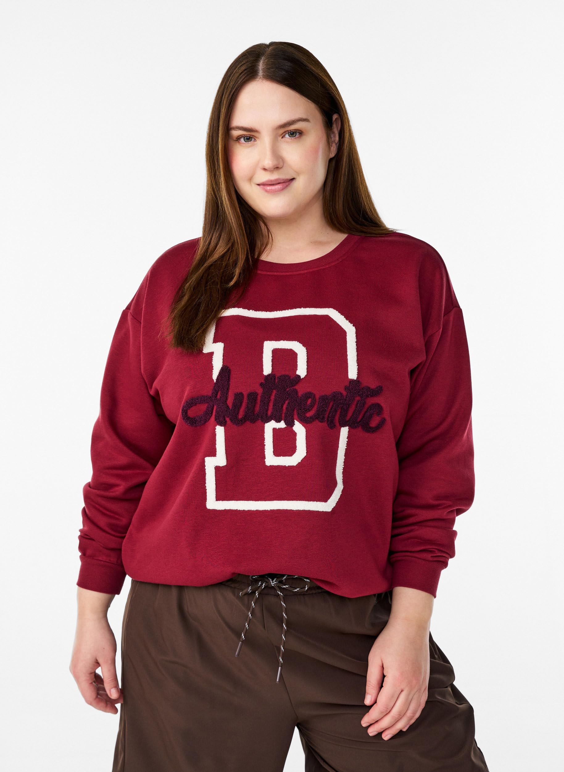 Zizzi Activewear Sweatshirt Text Rundhals Directoire Blue 50-52