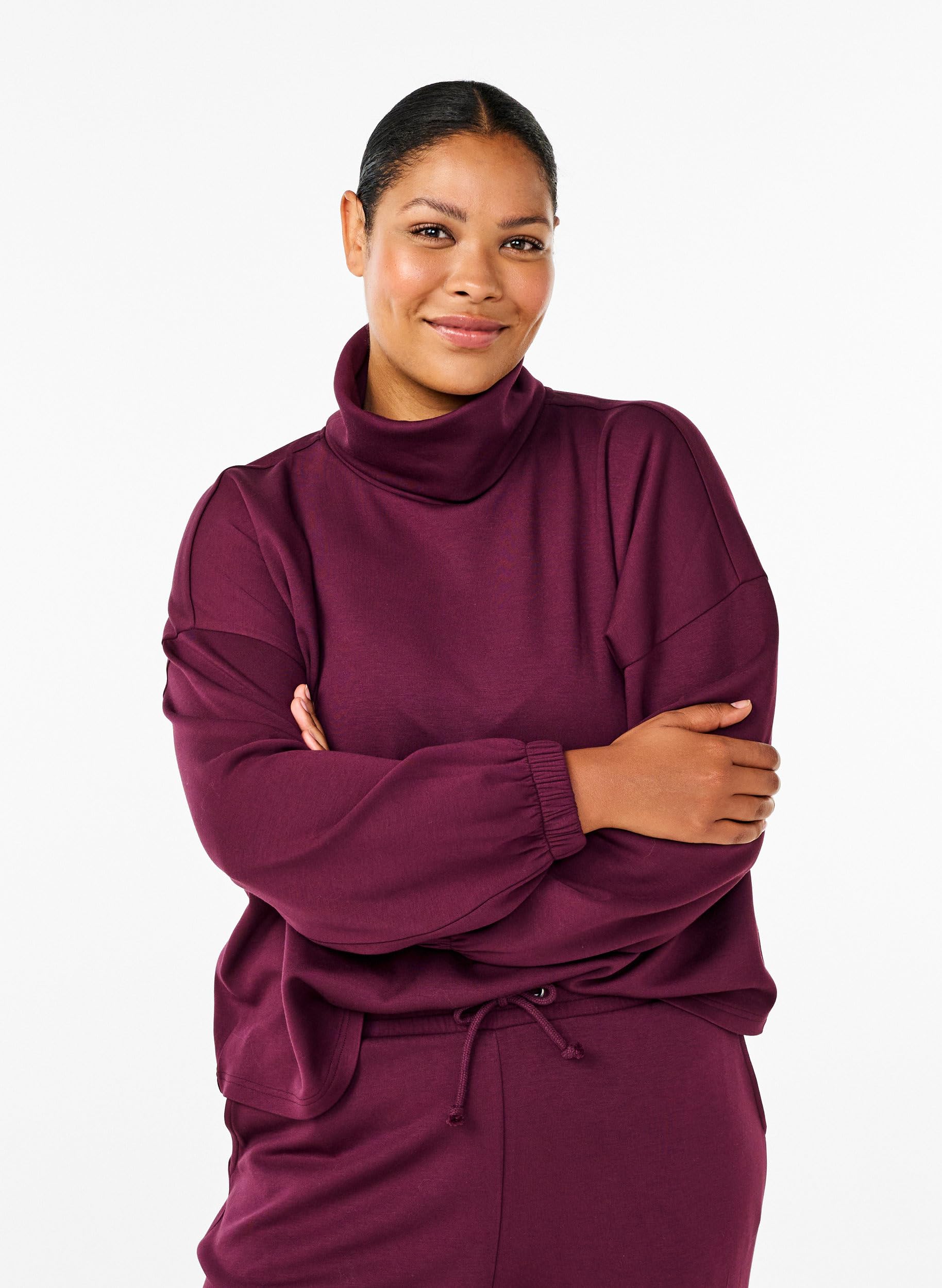 Zizzi Bluse Modal Rollkragenpullover Langarm Große Größen