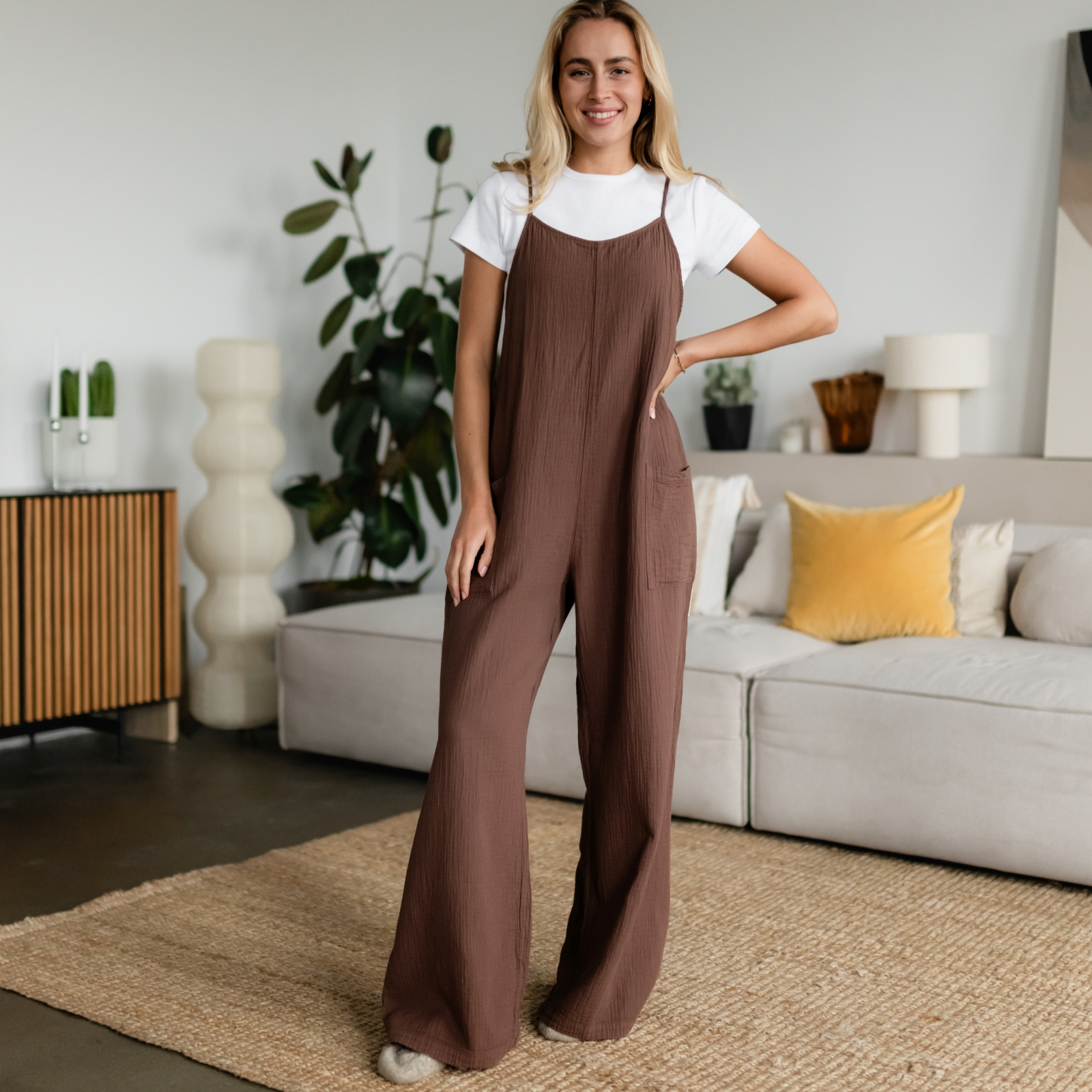 NORDLICHT Jumpsuits Bente Musselin Jumpsuit Braun M