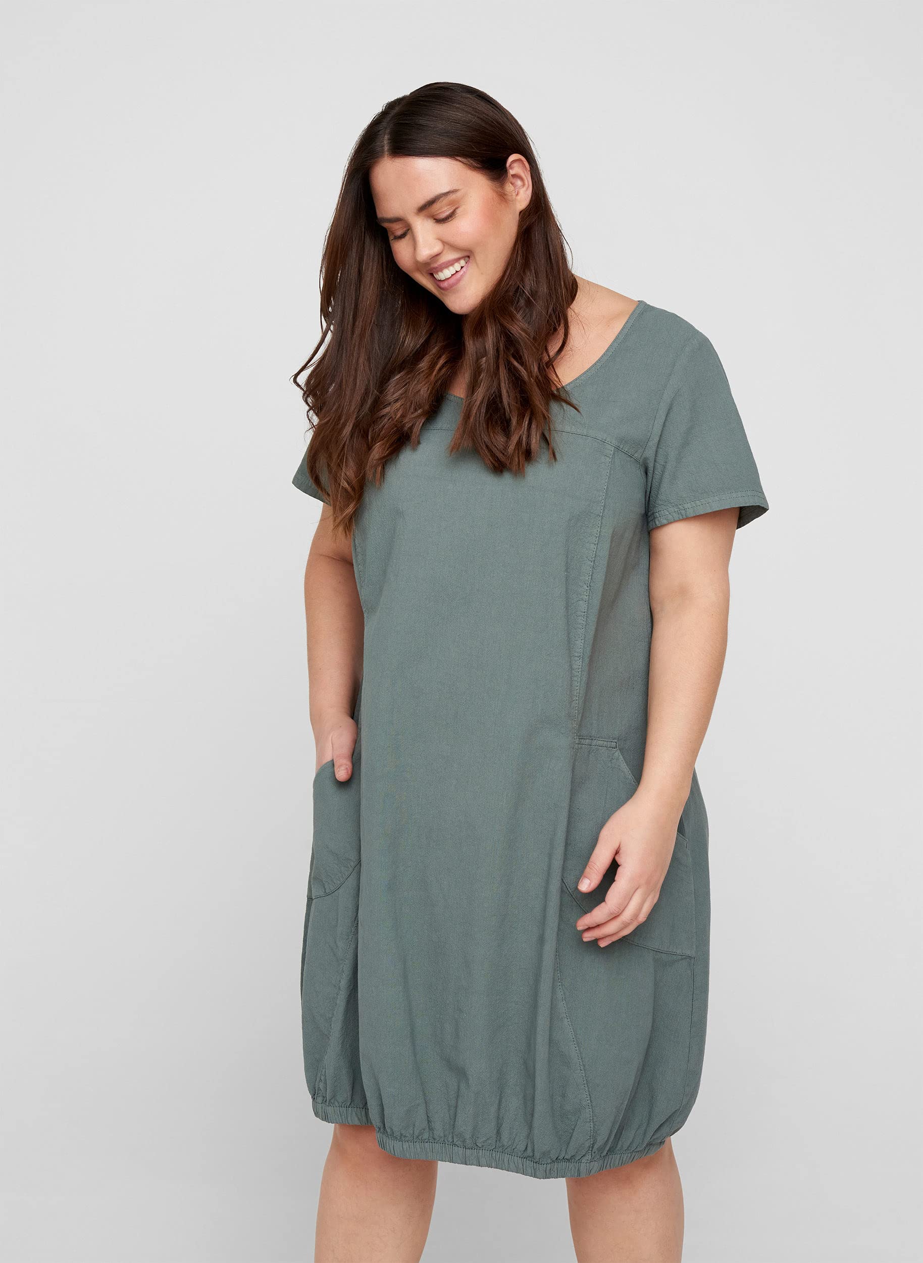 ZIZZI Dresses Baumwollkleid Kurzarm 50-52 Schwarz Baumwolle