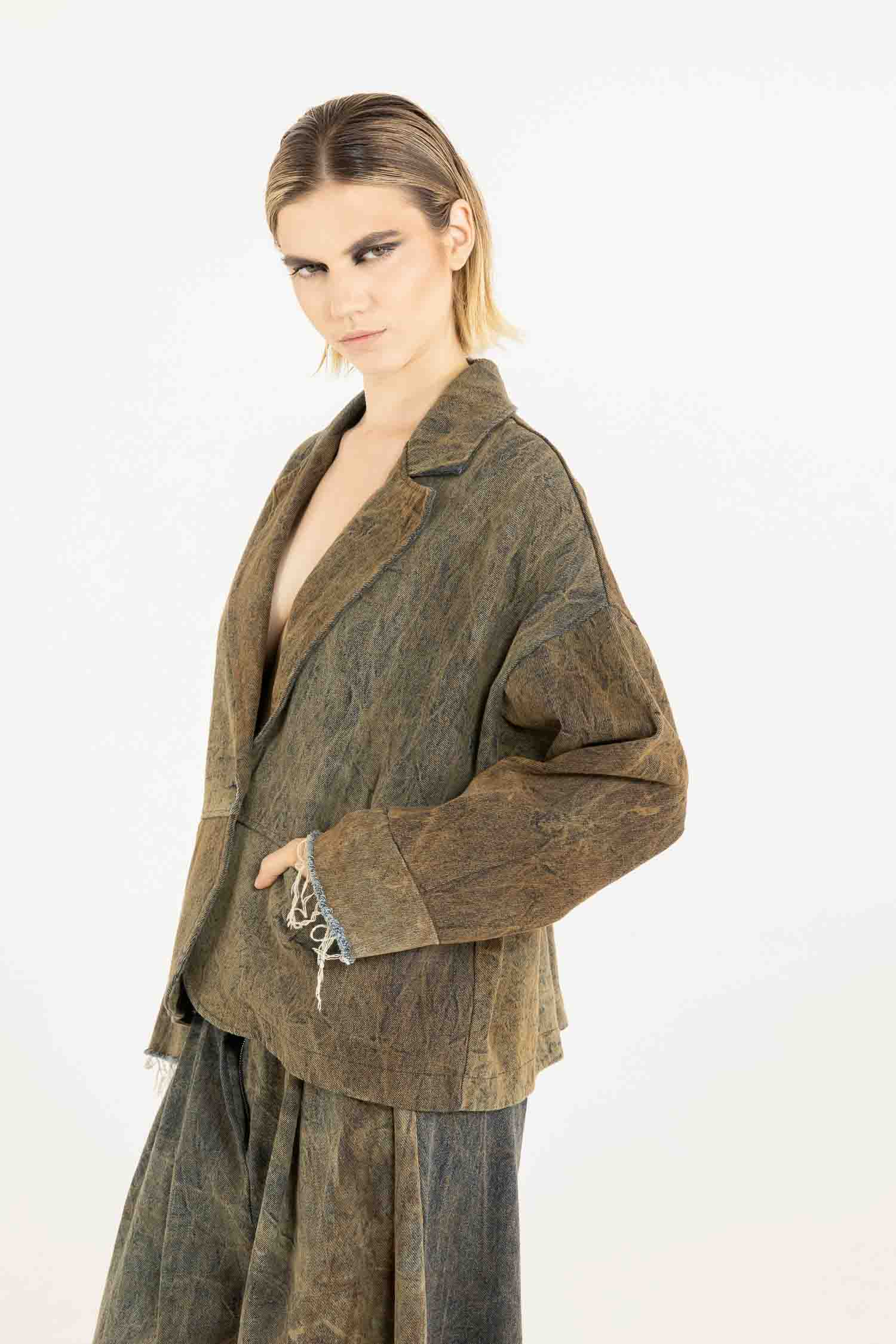 Sanctamuerte Capispalla Blazer Boxy Wende-Blazer Denim Rost