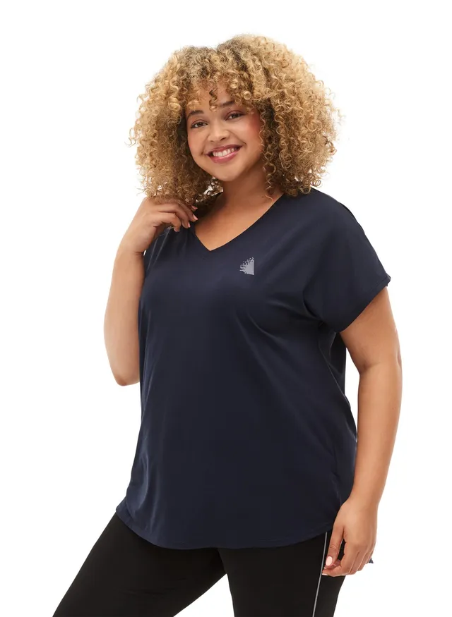 Active by Zizzi T-Shirt V-Ausschnitt 2er-Pack Sport