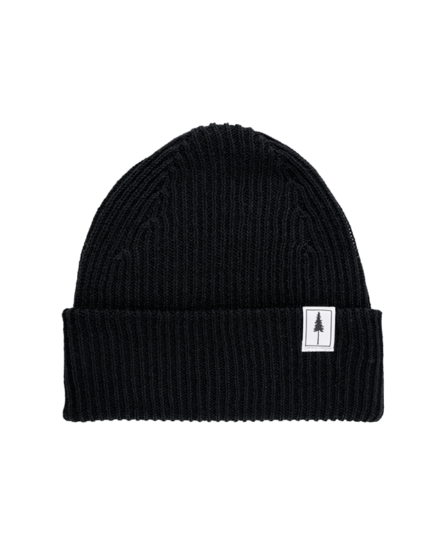 NIKIN Treeanie Ribbed Mütze Schwarz Rippenstrick