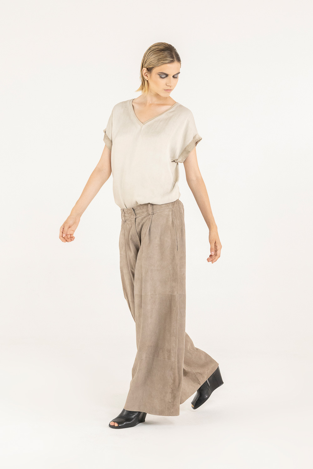 Sanctamuerte Pantaloni Palazzo Hose Echt-Wildleder Weit
