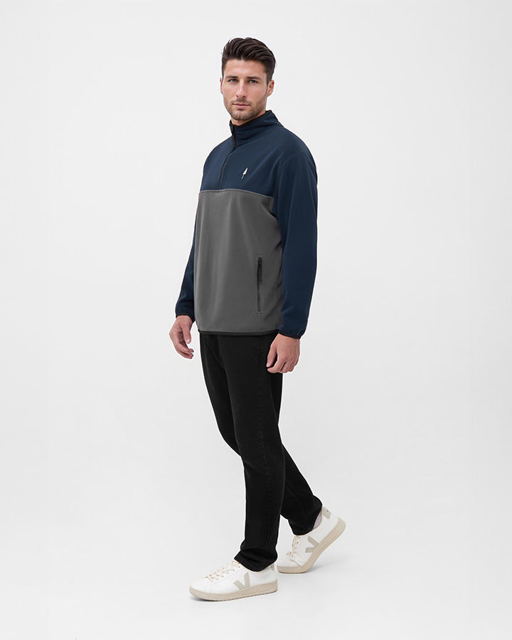 NIKIN TreeFleece Quarter Zip Colorblock Fleecepullover Navy