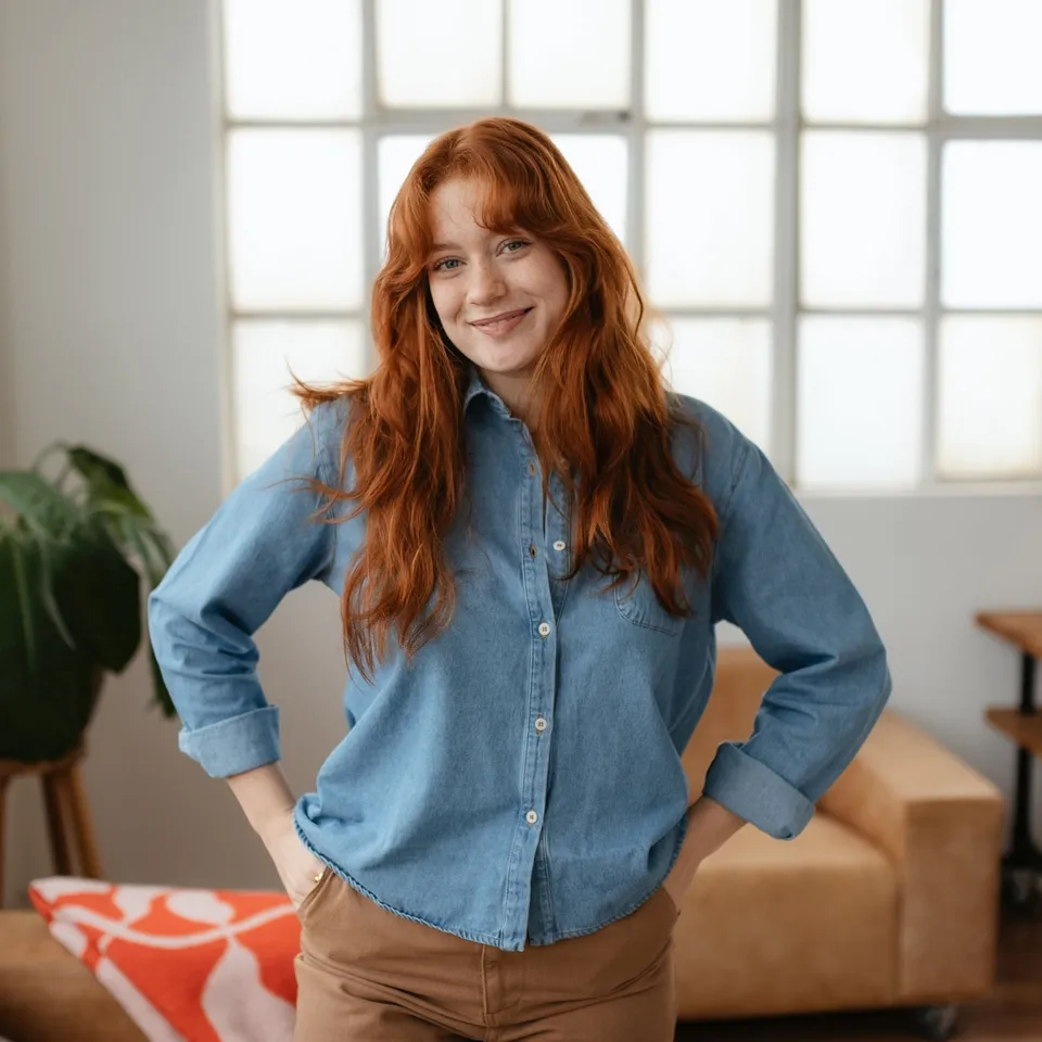 NORDLICHT Tove Jeans Bluse M Bio-Baumwolle