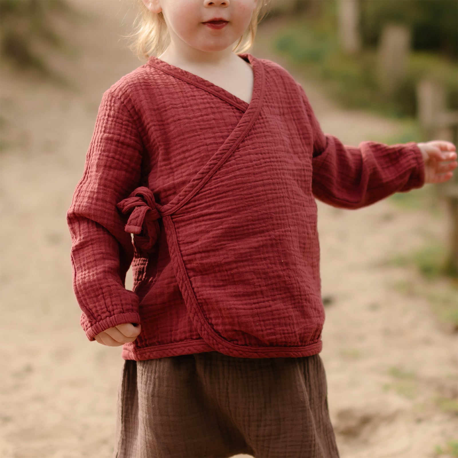 NORDLICHT Freda Kinder Wickeloberteil Rot Musselin