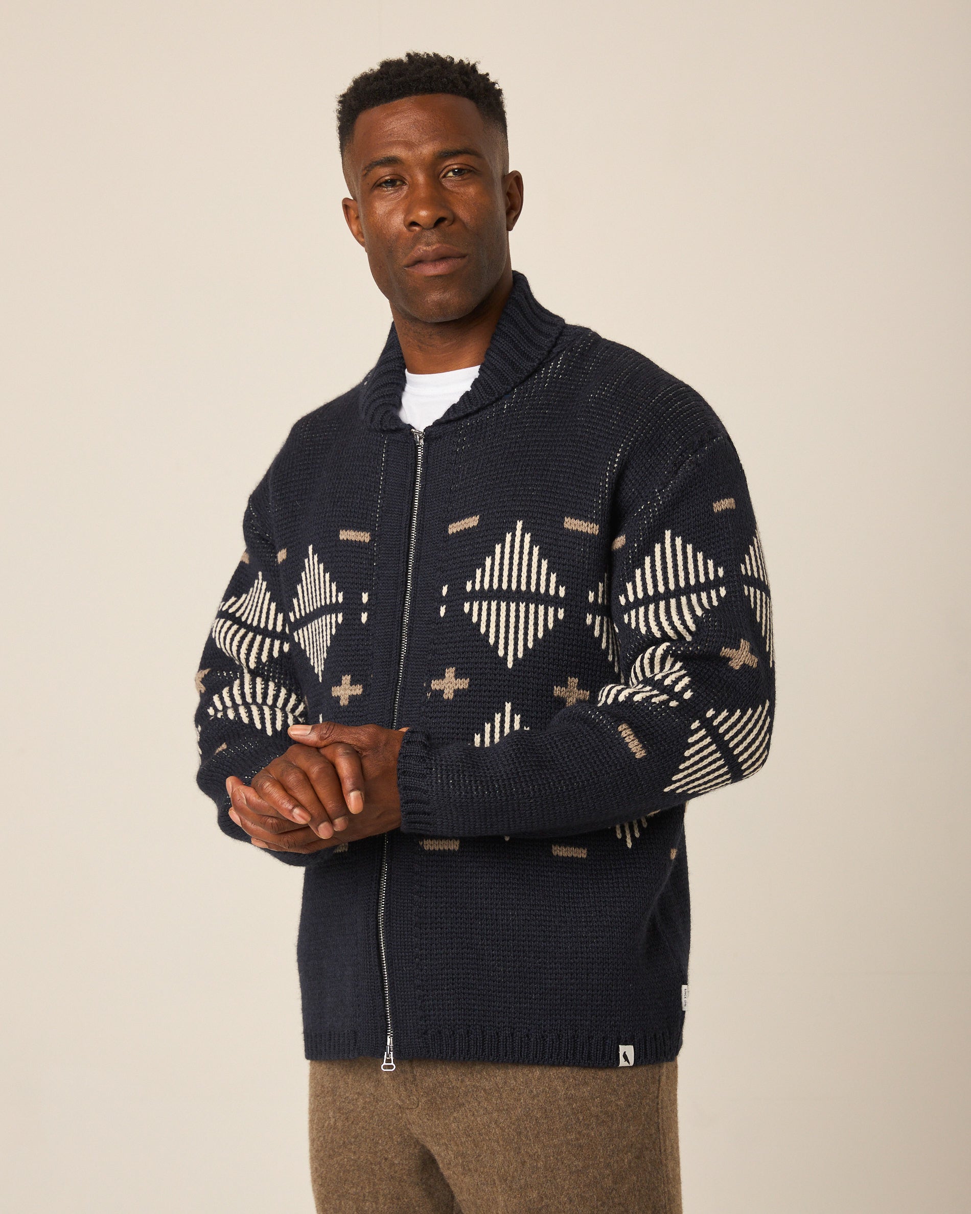 Peregrine Mountain Zip Cardigan Strickjacke Cream Merino