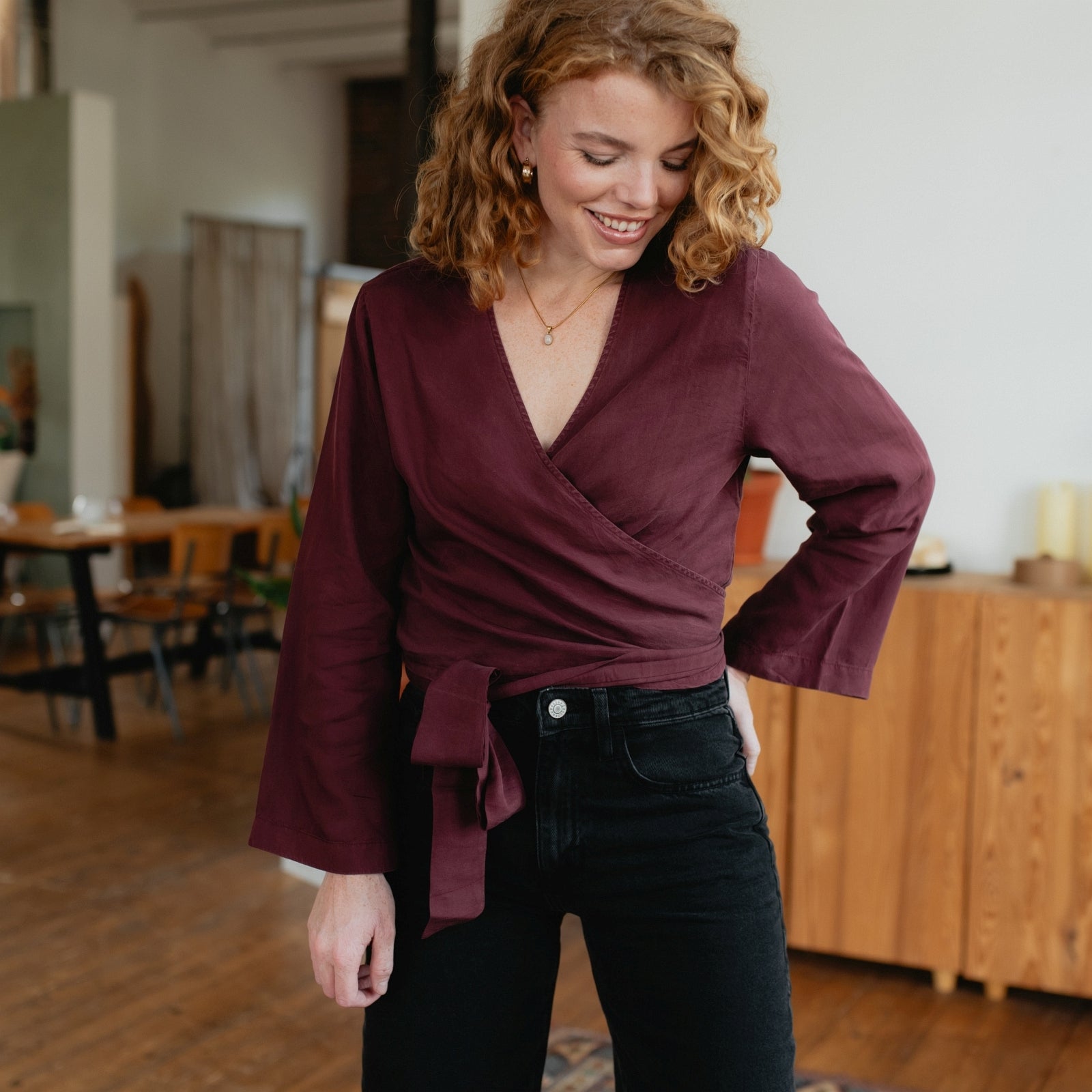 NORDLICHT Joena Wickelbluse Tencel Größe M
