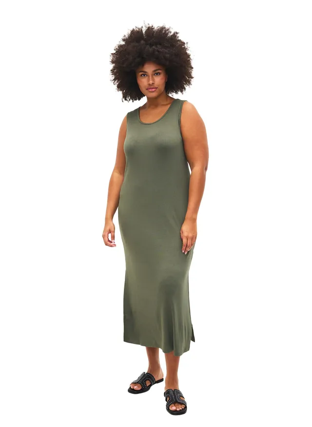ZIZZI Dresses Trägerloses Rippen Kleid Viskose Lang Stretch