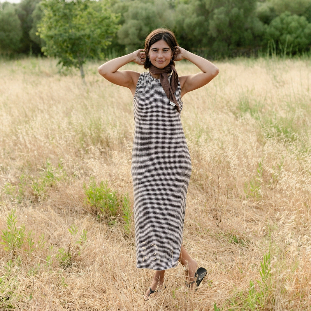 Nordlicht Rita Jersey Kleid gestreift Braun Midi