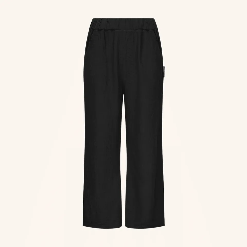 NORDLICHT Hosen Leja Musselinhose Schwarz Bio-Baumwolle