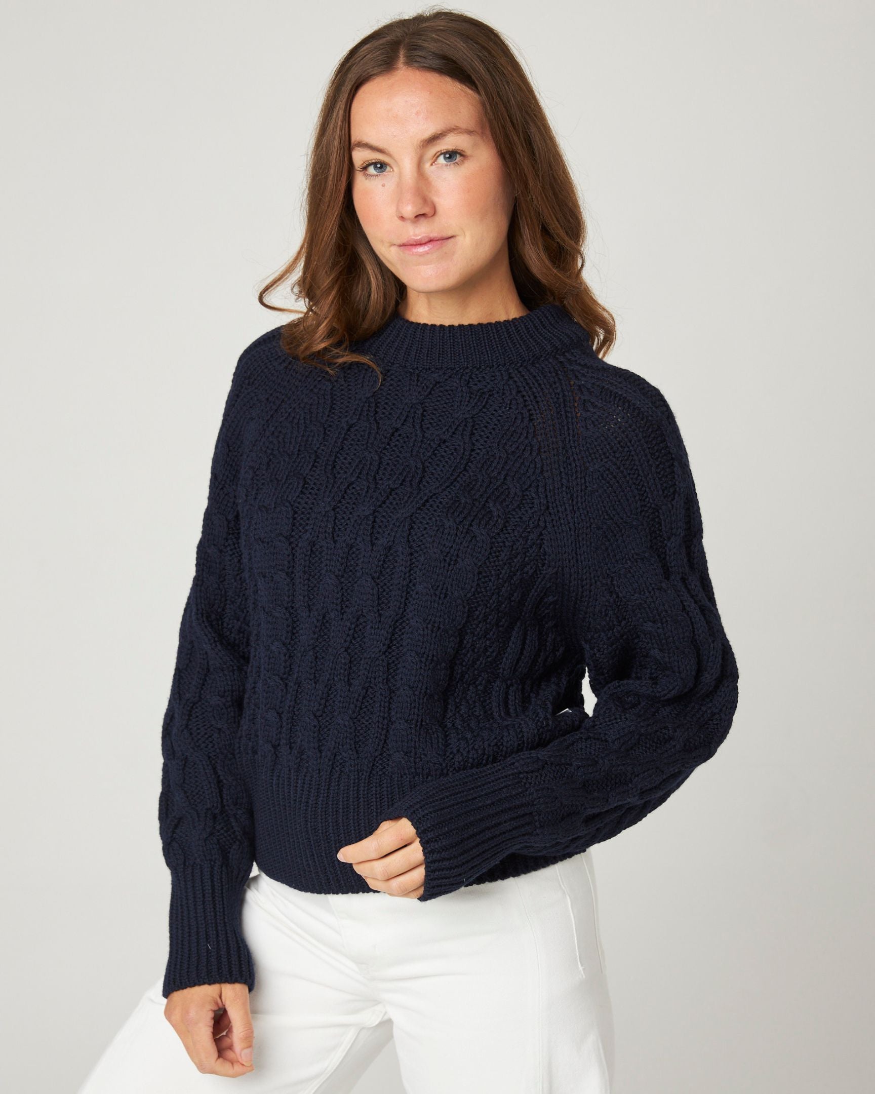 Peregrine Isobel Aran Strickpullover Damen Citron Merino