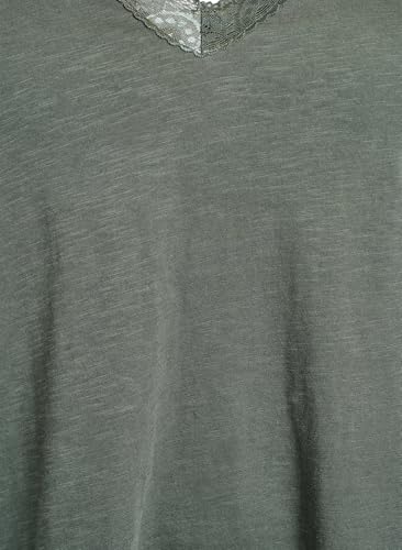 Zizzi T-Shirt V-Ausschnitt Spitze Baumwolle Große Größen