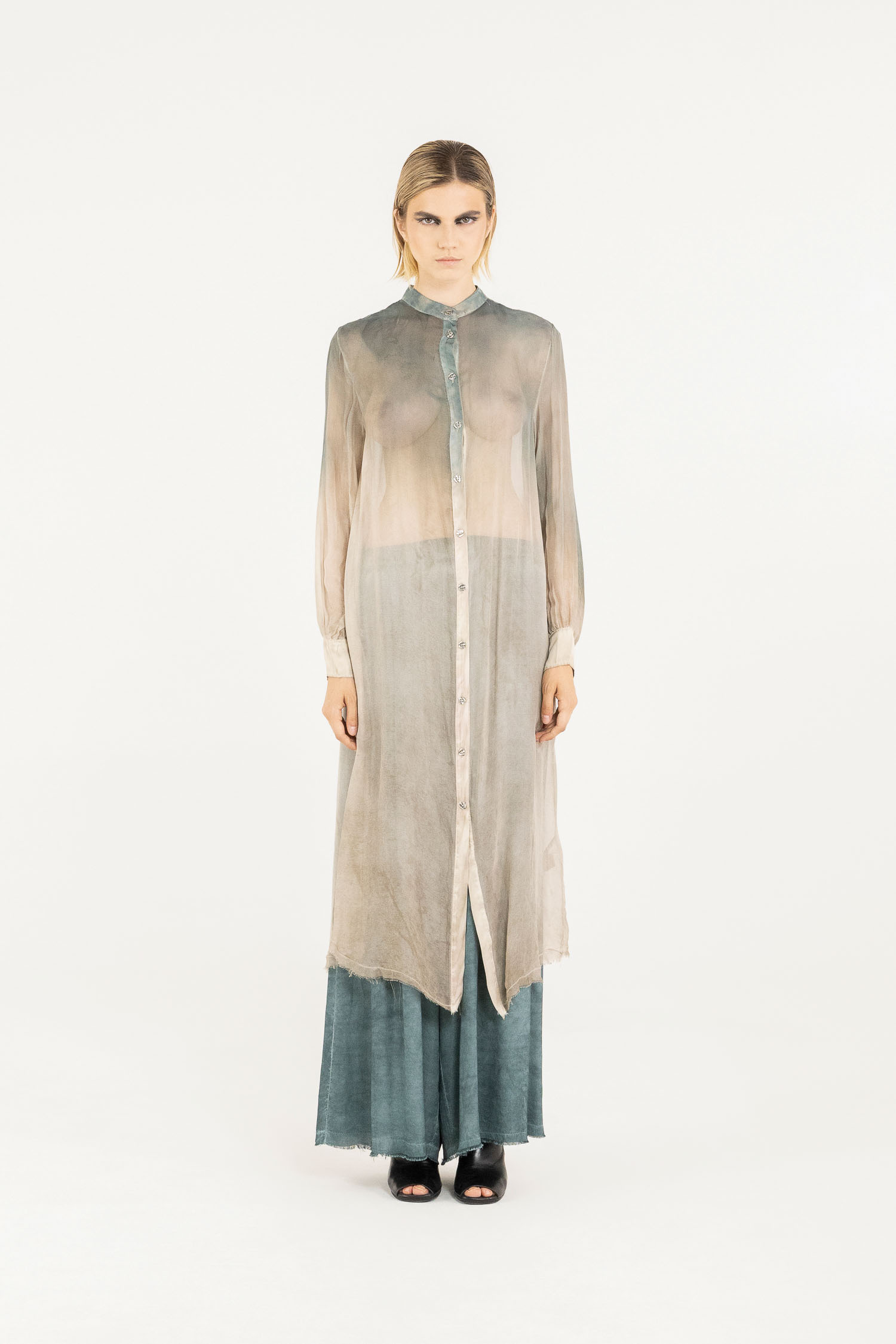 Sanctamuerte Abiti Chemisier Collo Coreano Hemdkleid Viskose