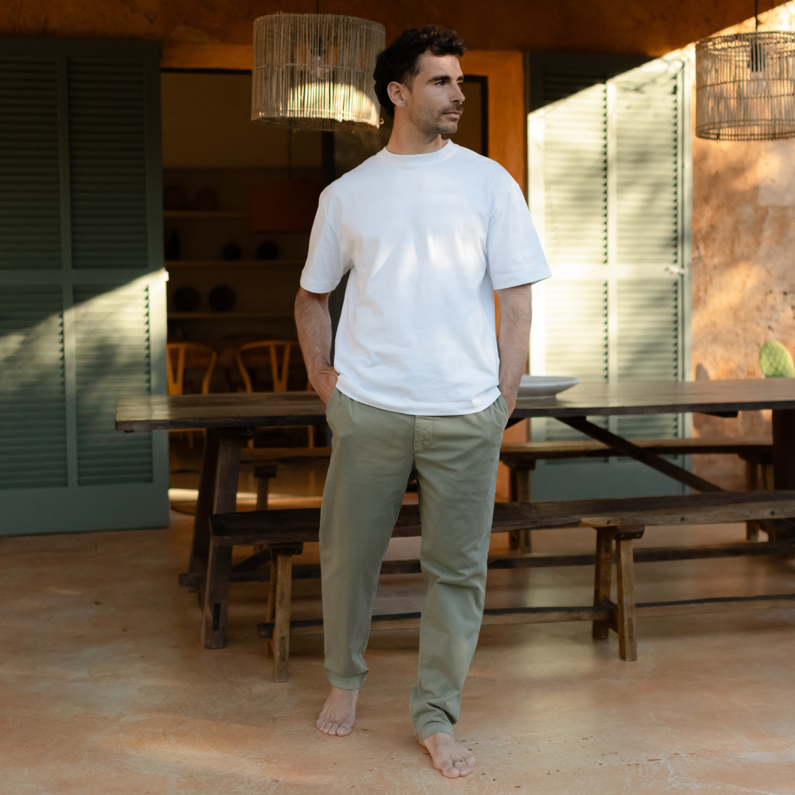 NORDLICHT Evin Chino Hose Herren Grün Bio-Baumwolle