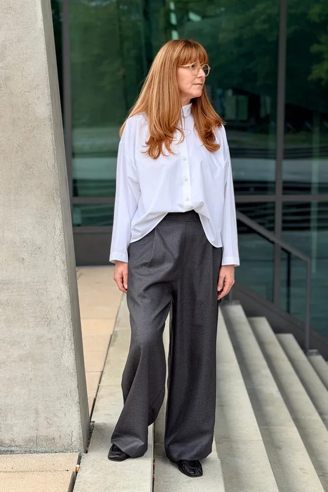 Christiane Strobel JUSTINE Bundfaltenhose Wolle dunkelgrau
