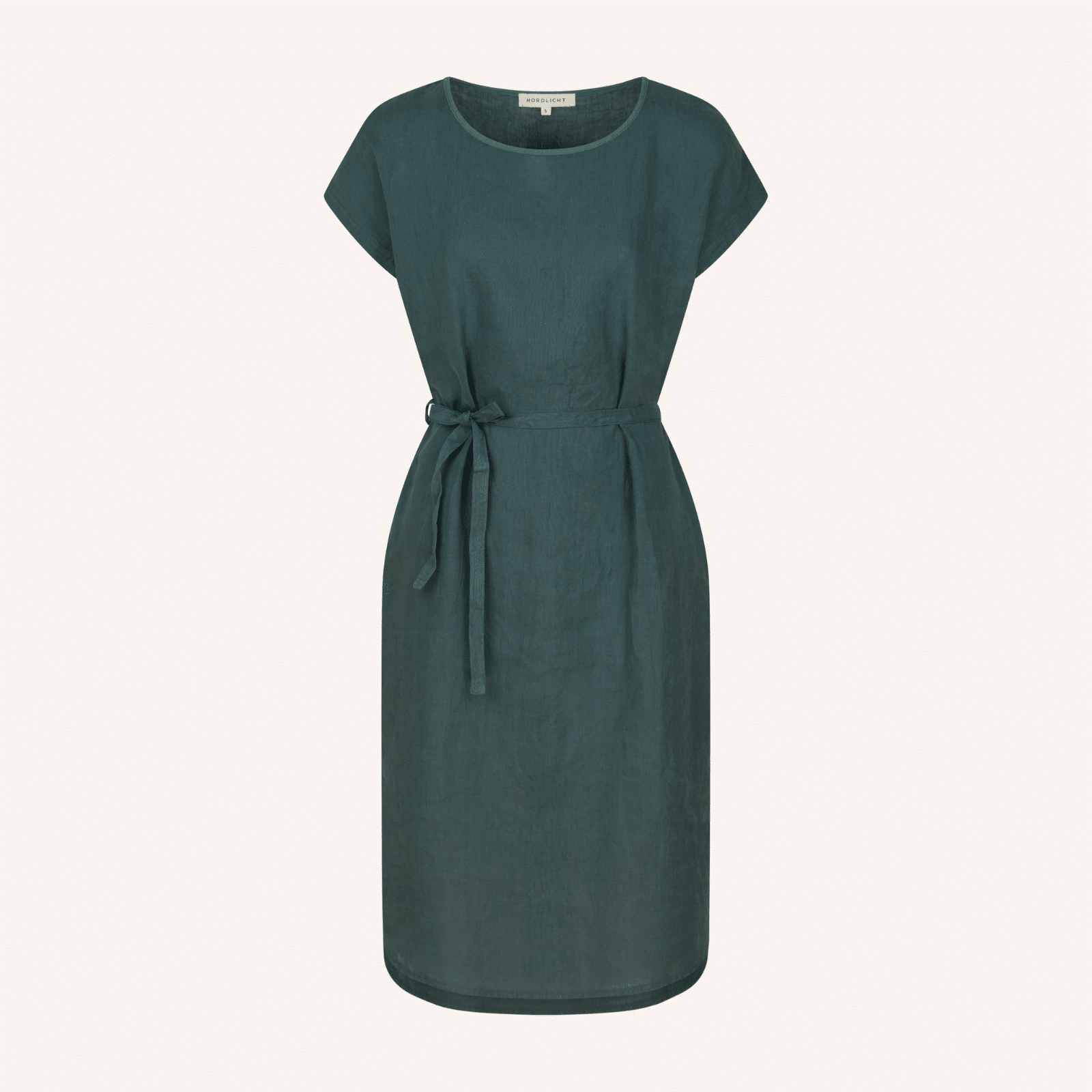 NORDLICHT Elin Leinen Kleid Dunkelgrün mit Taschen