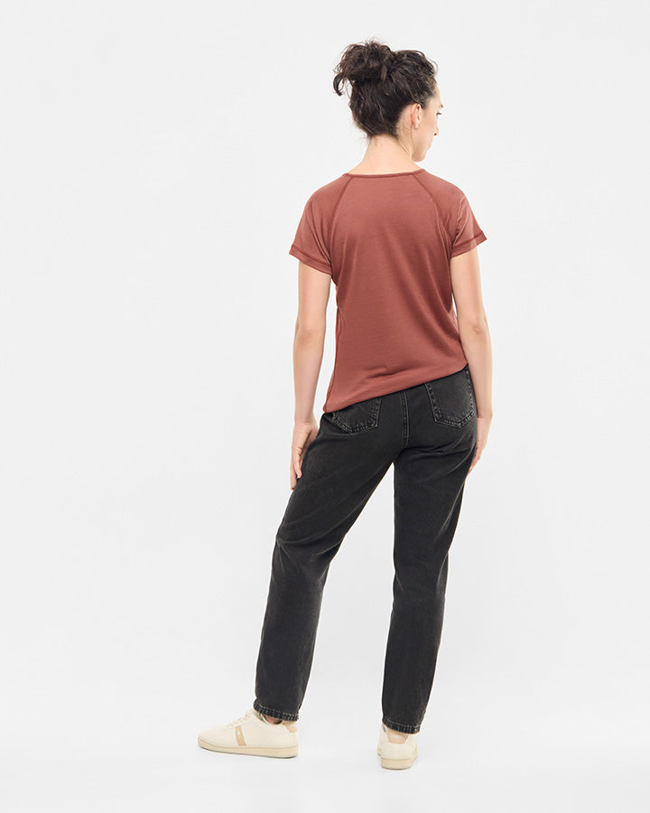 NIKIN TreeShirt Wool Women Tuscan Red Mel T-Shirt Merinowolle