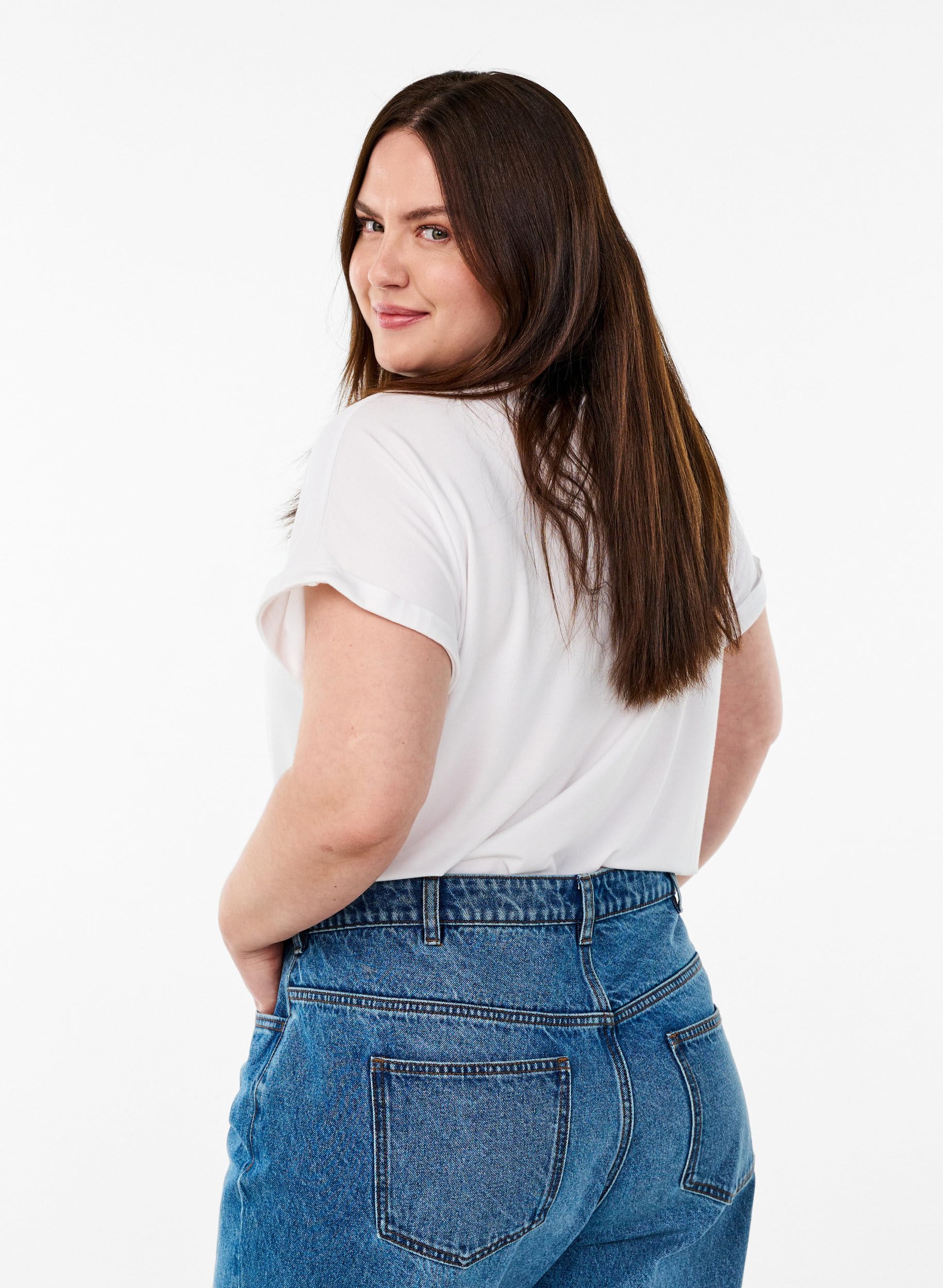 Zizzi T-Shirt Rundhals Viskose Bright White 54-56 Große Größen