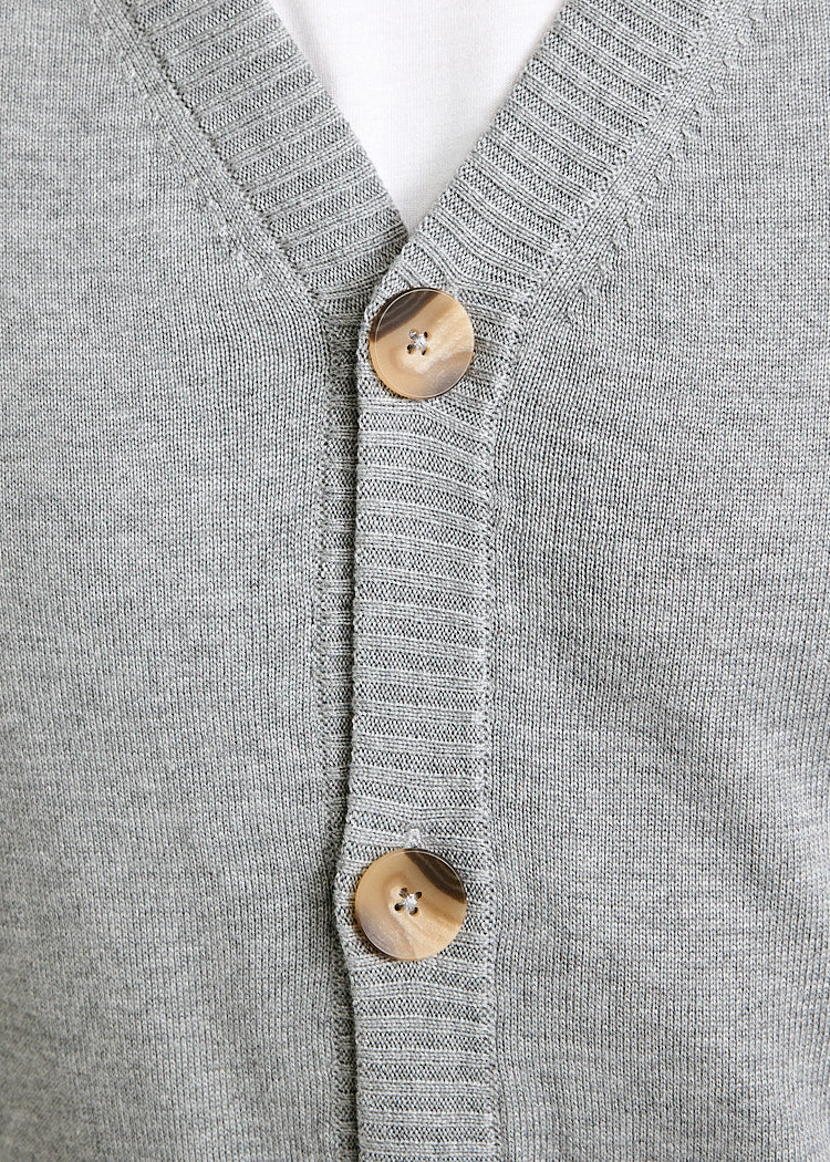Wijld Samuel Gray Melange Herren Strick-Cardigan Holz