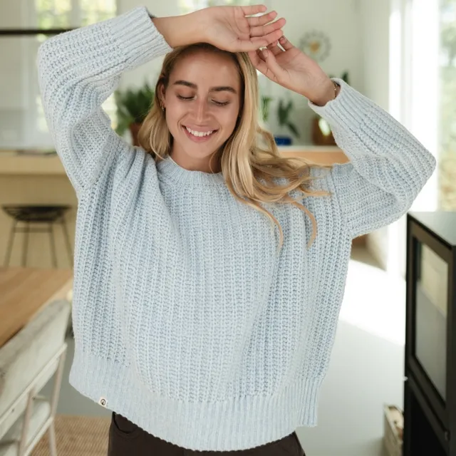 NORDLICHT Mara Wollpullover Hellblau Recycling-Wolle