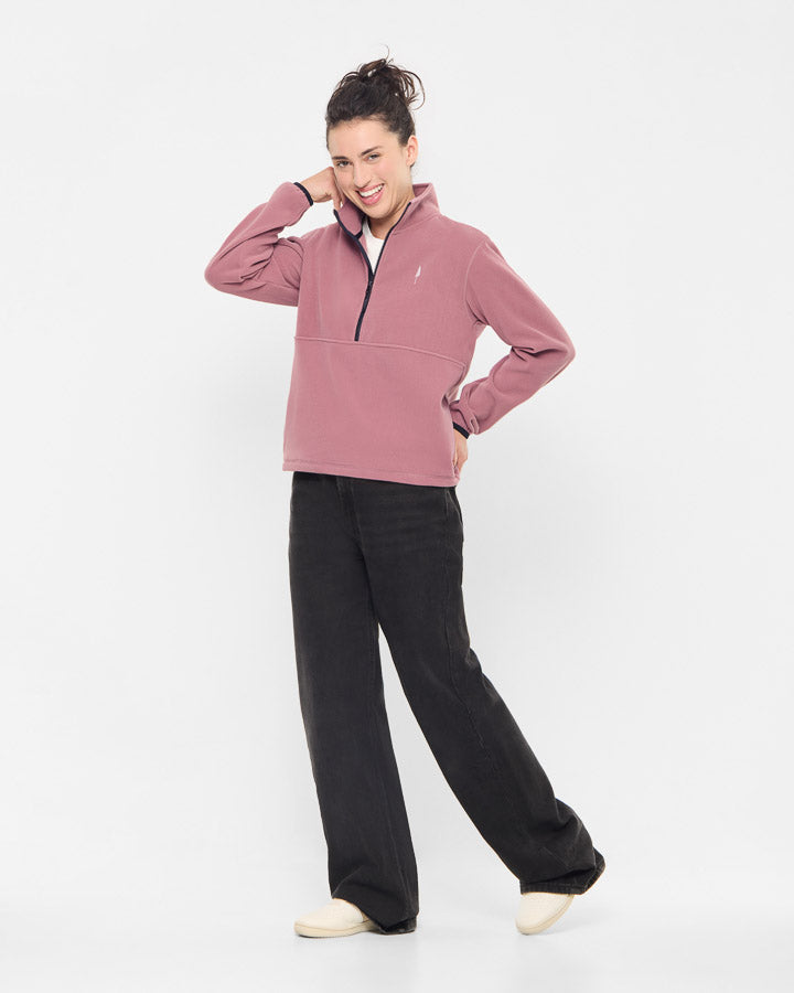 NIKIN TreeFleece Quarter Zip Damen Pullover Astrodust Fleece