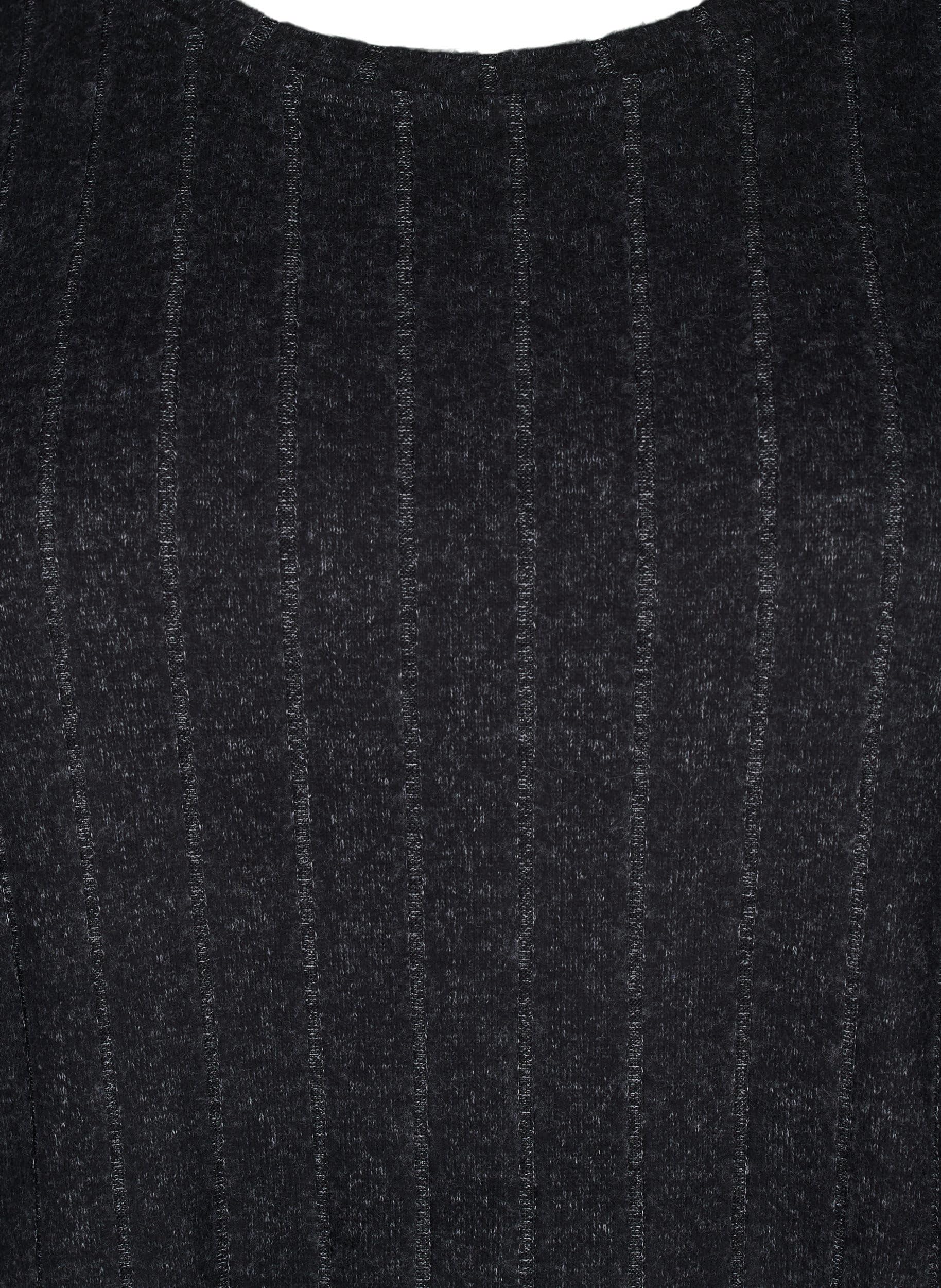 Zizzi Bluse 3/4-Ärmel Black Melange gestreift