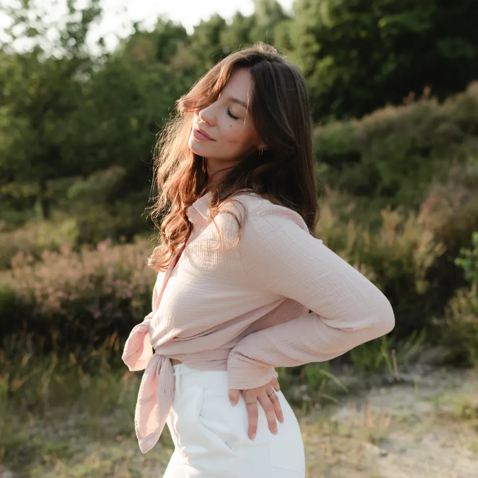 NORDLICHT Fenja Musselin Bluse Damen Rosa Bio-Baumwolle