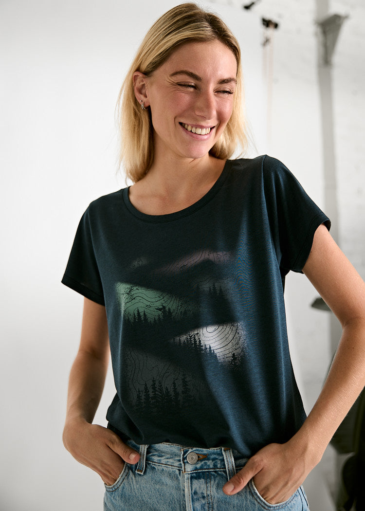Wijld Lena Brushed Fields Damen T-Shirt Holzfaser