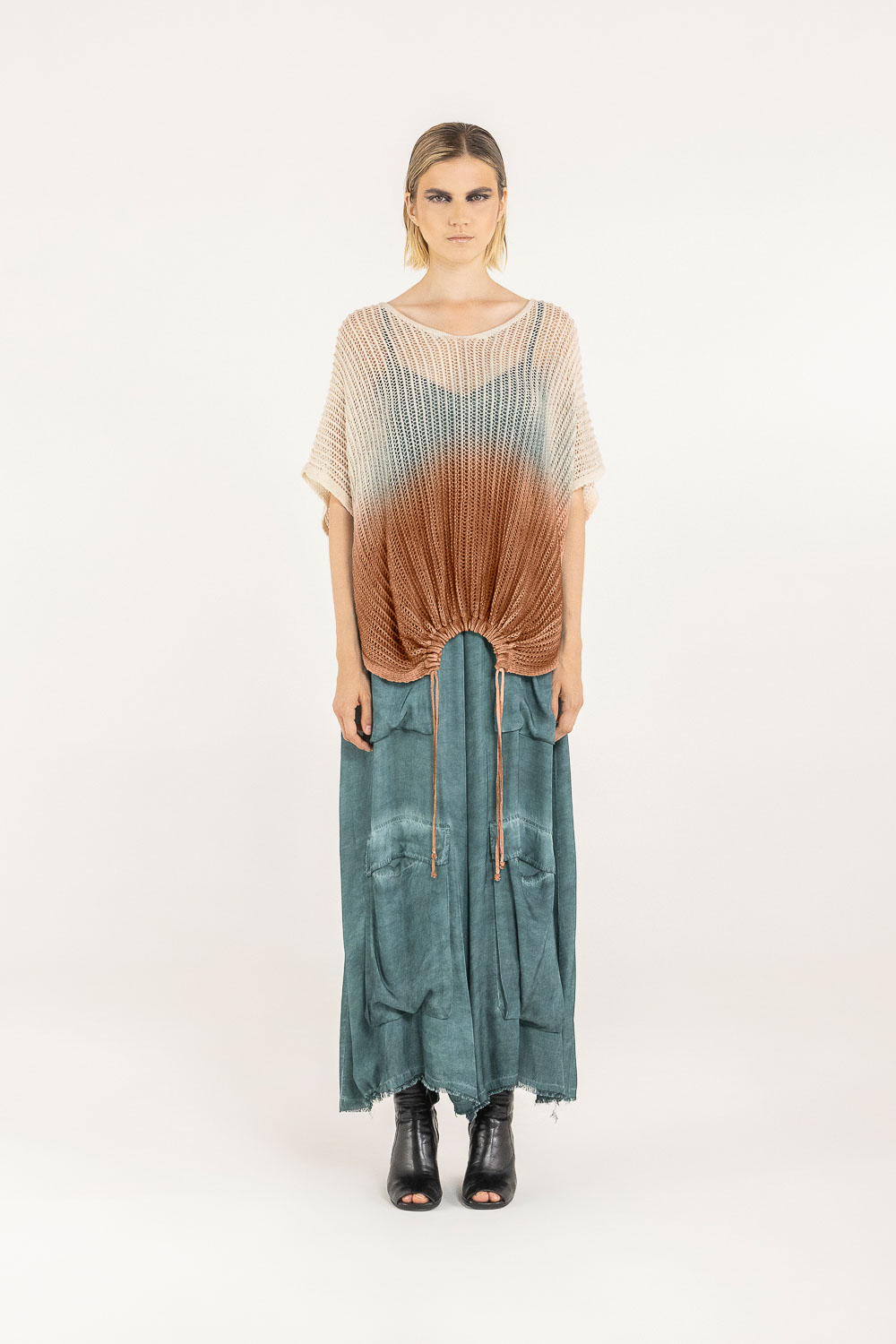 Sanctamuerte Maglieria Netz Pullover V-Ausschnitt