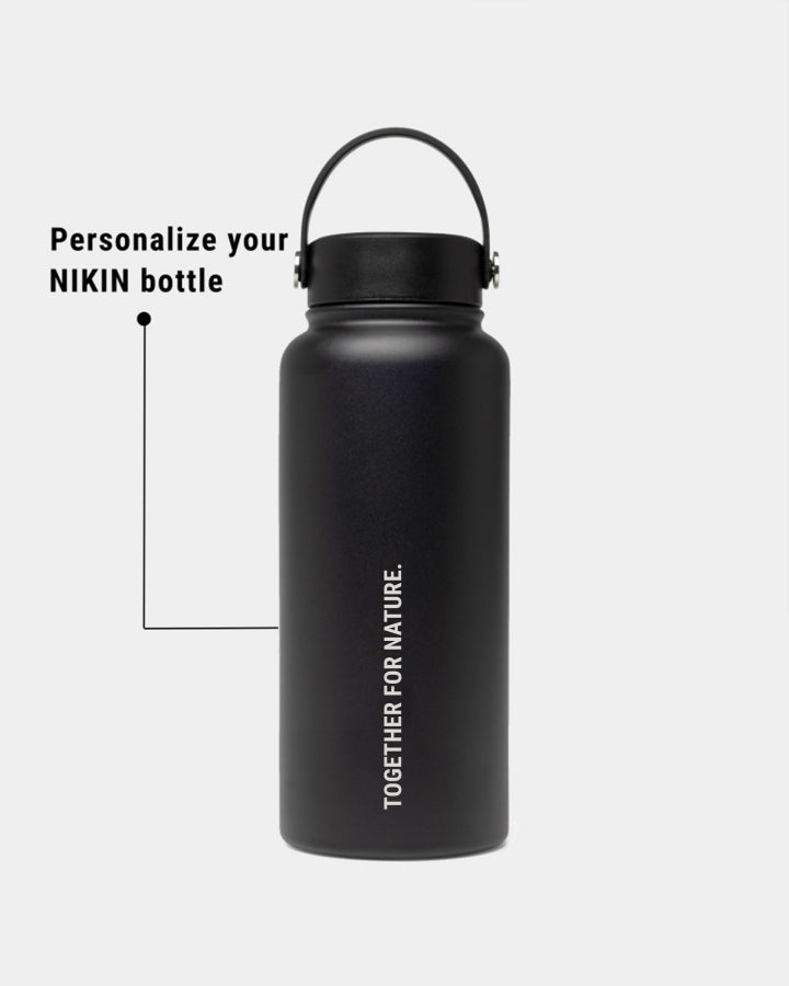 NIKIN TreeBottle Outdoor Trinkflasche Schwarz 1L mit Gravur